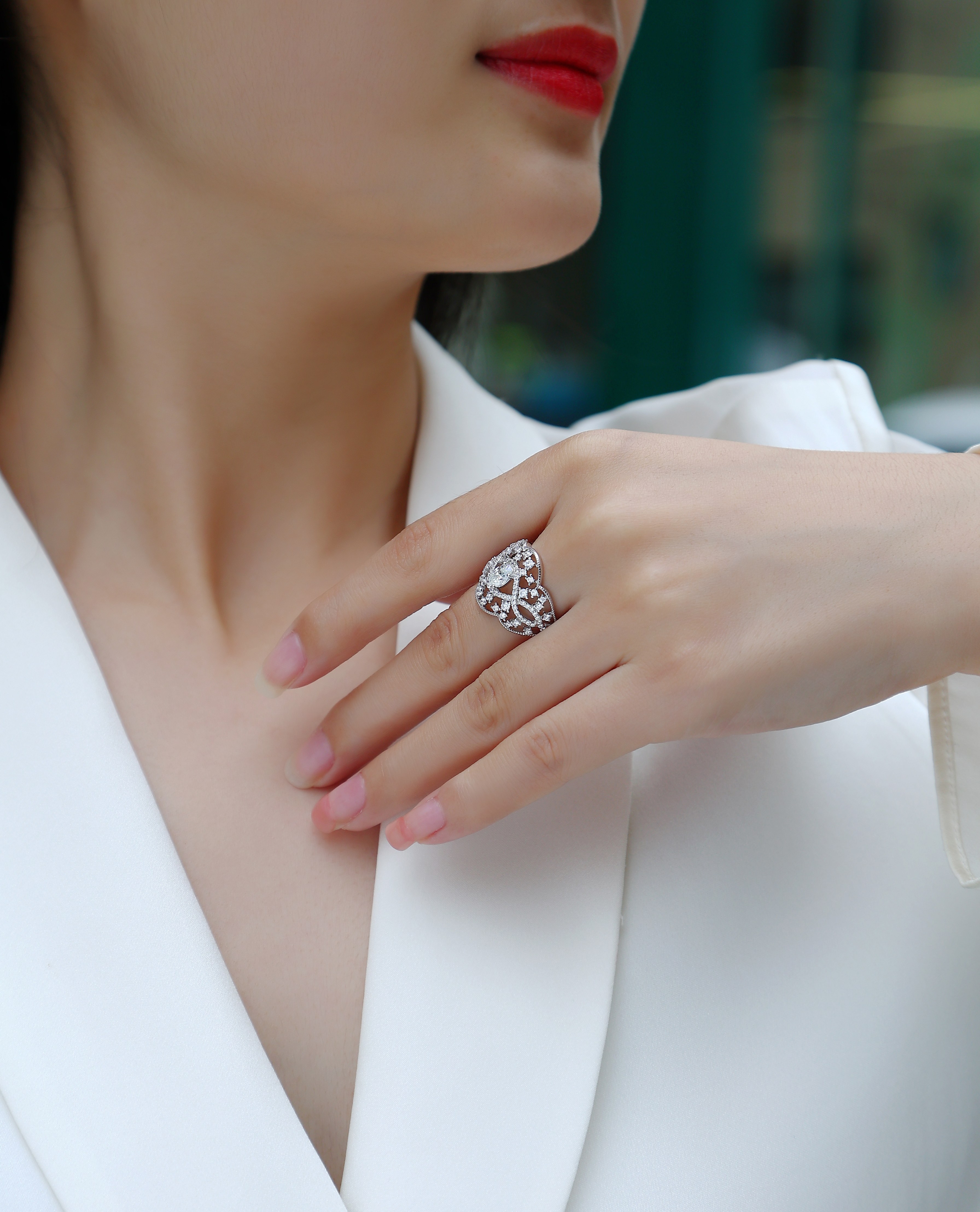 S925 Silver 1-carat zircon Moonlight Waltz Ring 