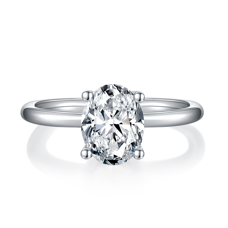 S925 Silver 1-carat Egg-shaped zircon Ring 