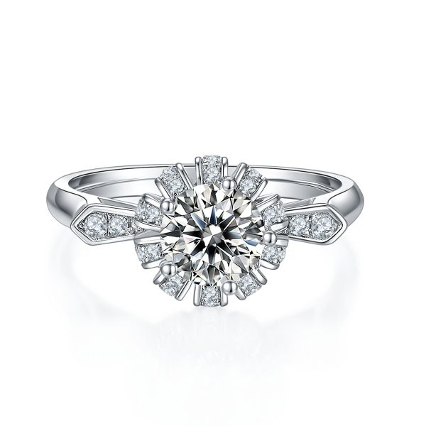 S925 Silver 1-carat crown zircon Ring 