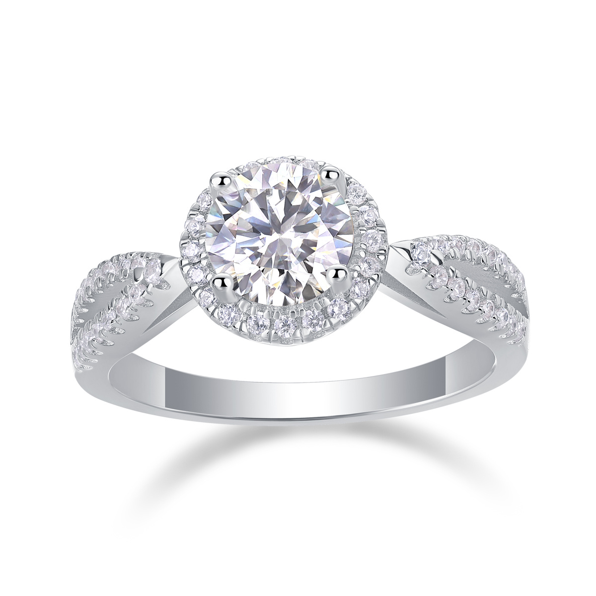 S925 Silver 2-carat 4-Claw High Luxury Inlay zircon Ring 