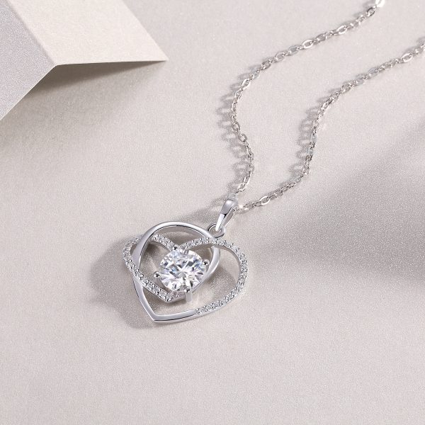 S925 Silver Heart To Heart Pendant Necklace Set
