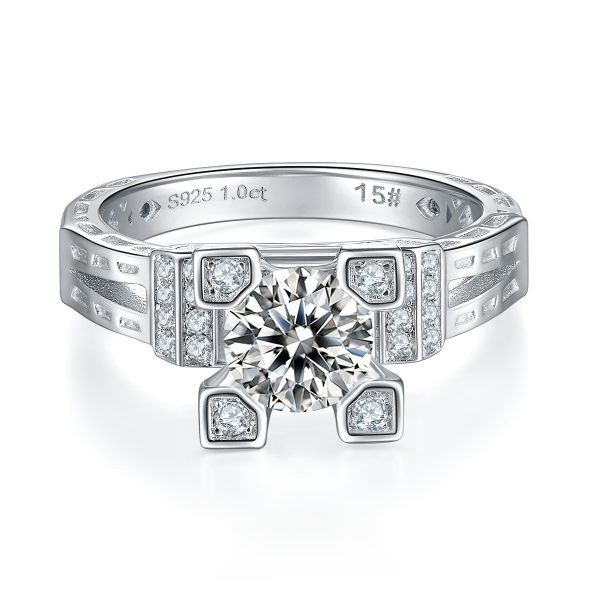 [Copy]S925 Silver 2-carat Small sugar cube zircon Ring 