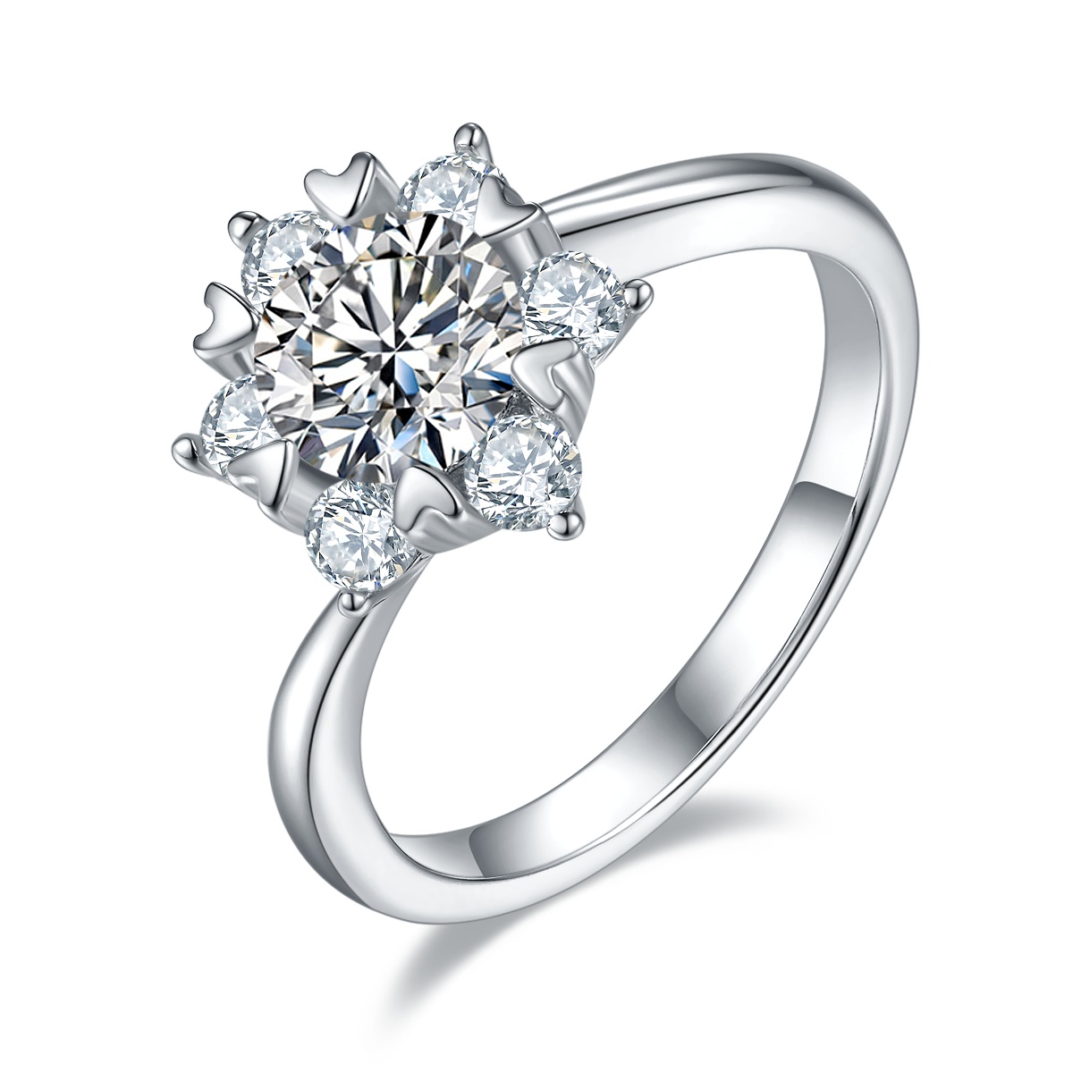 [Copy][Copy]S925 Silver 2-carat Plum blossom style zircon Ring 