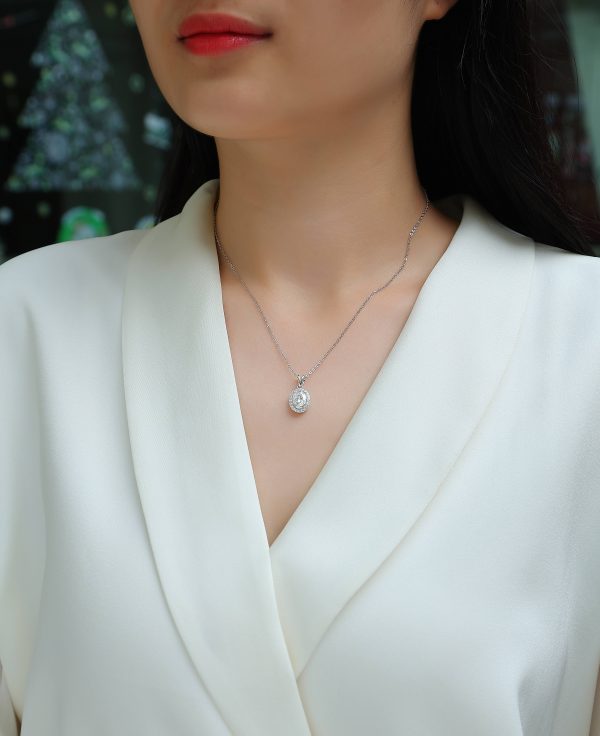 S925 Silver V-shaped ellipse Infinity Necklace Pendant Set