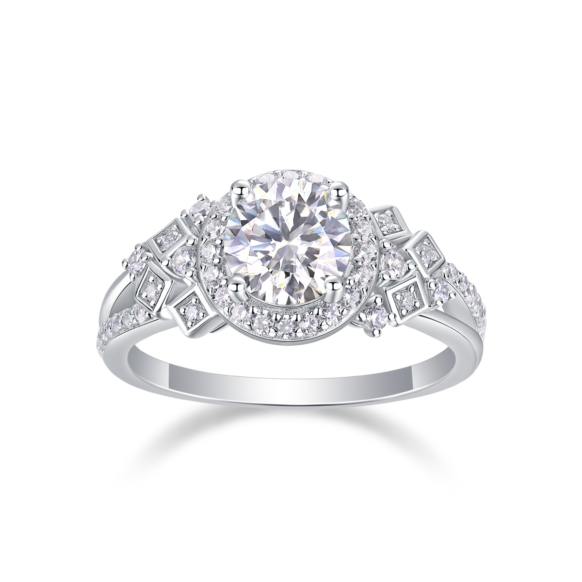 S925 Silver 1-carat zircon Harbor Clear Sky Ring