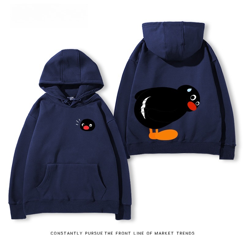 企鵝Pingu 秋冬新款 親子情侶男女連帽衛衣