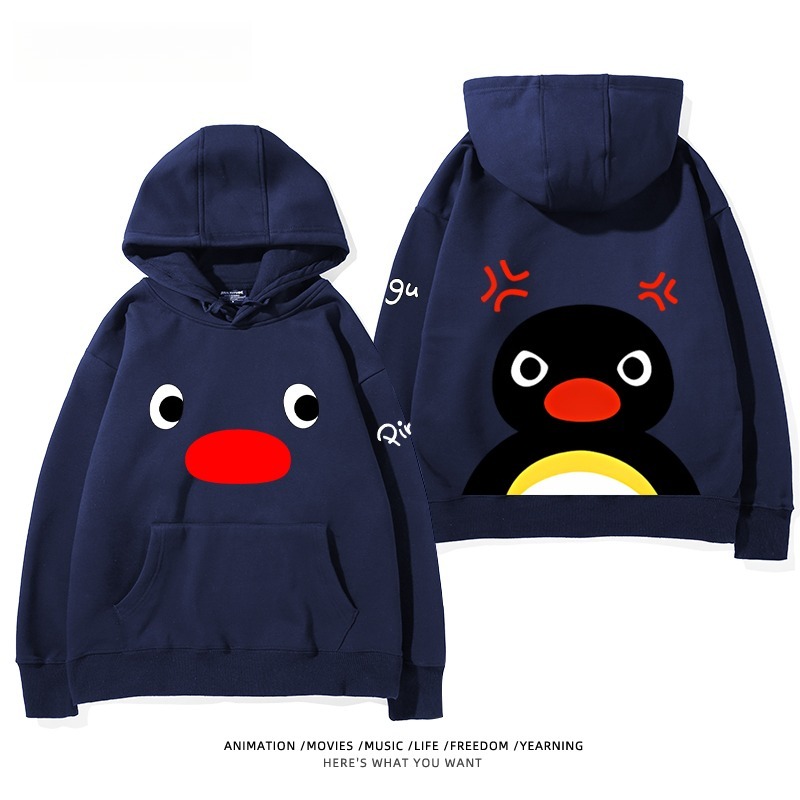 企鵝Pingu 秋冬新款 親子情侶男女連帽衛衣