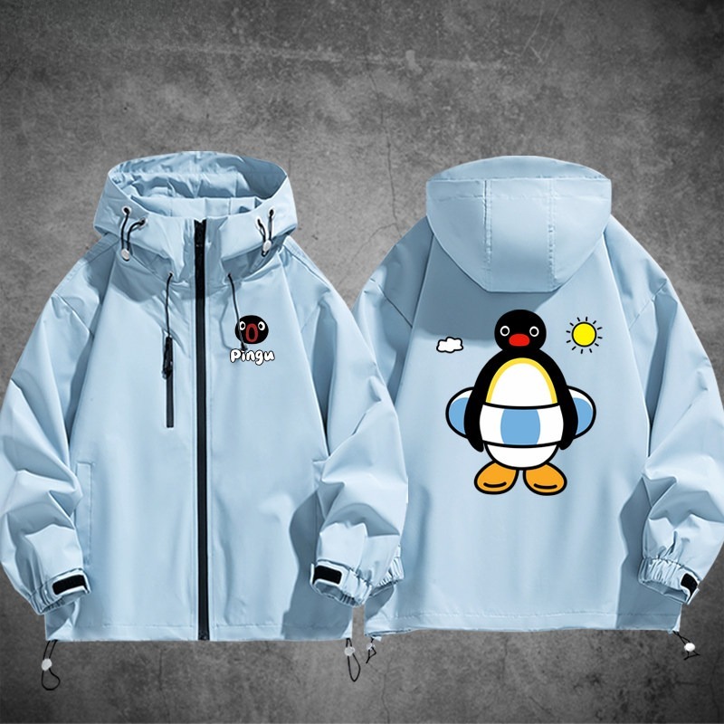 企鵝家族Pingu周邊 男女同款秋冬衝鋒衣