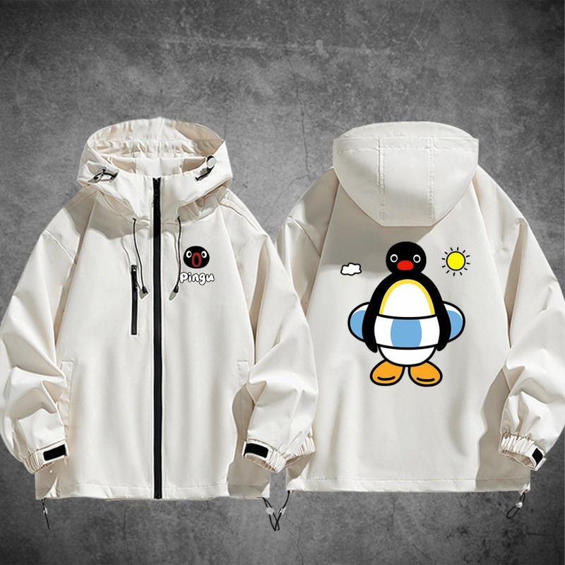 企鵝家族Pingu周邊 男女同款秋冬衝鋒衣