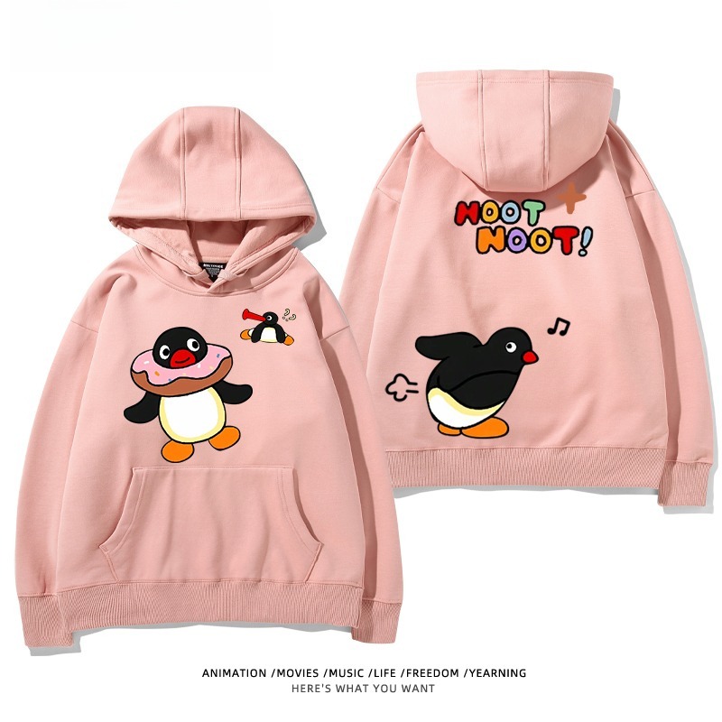 企鵝Pingu 秋冬新款 親子情侶男女連帽衛衣