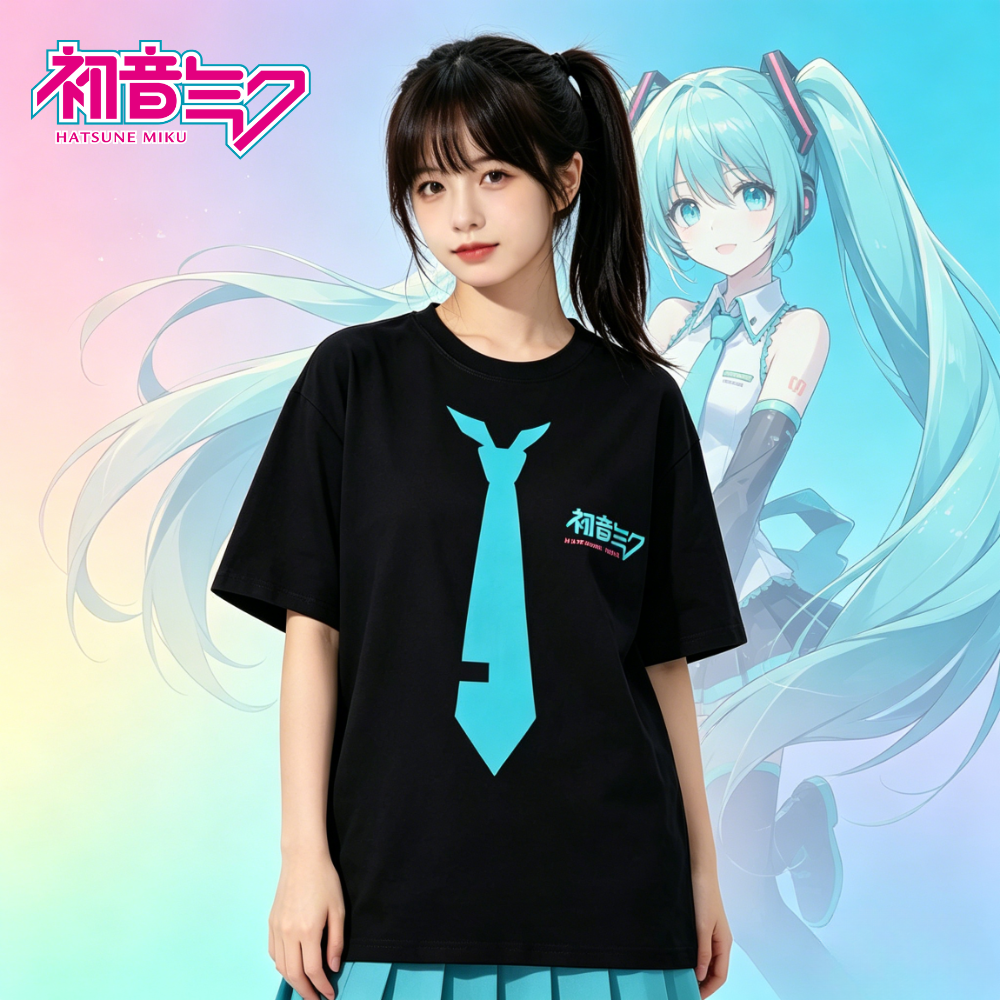 初音未來 2026親子情侶男女同款 印花短袖T恤