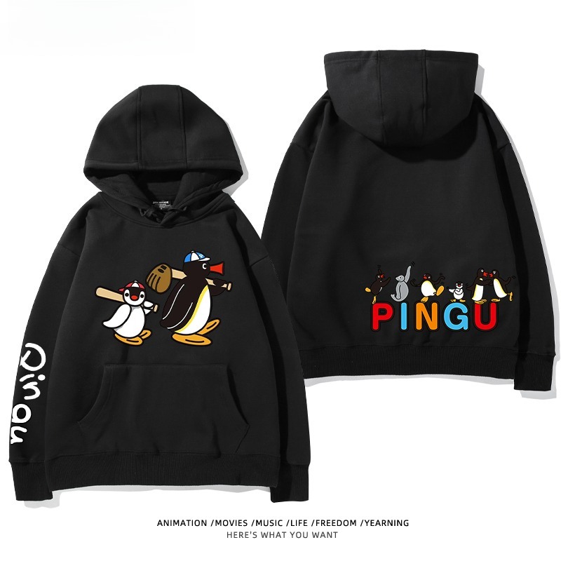 企鵝Pingu 秋冬新款 親子情侶男女連帽衛衣