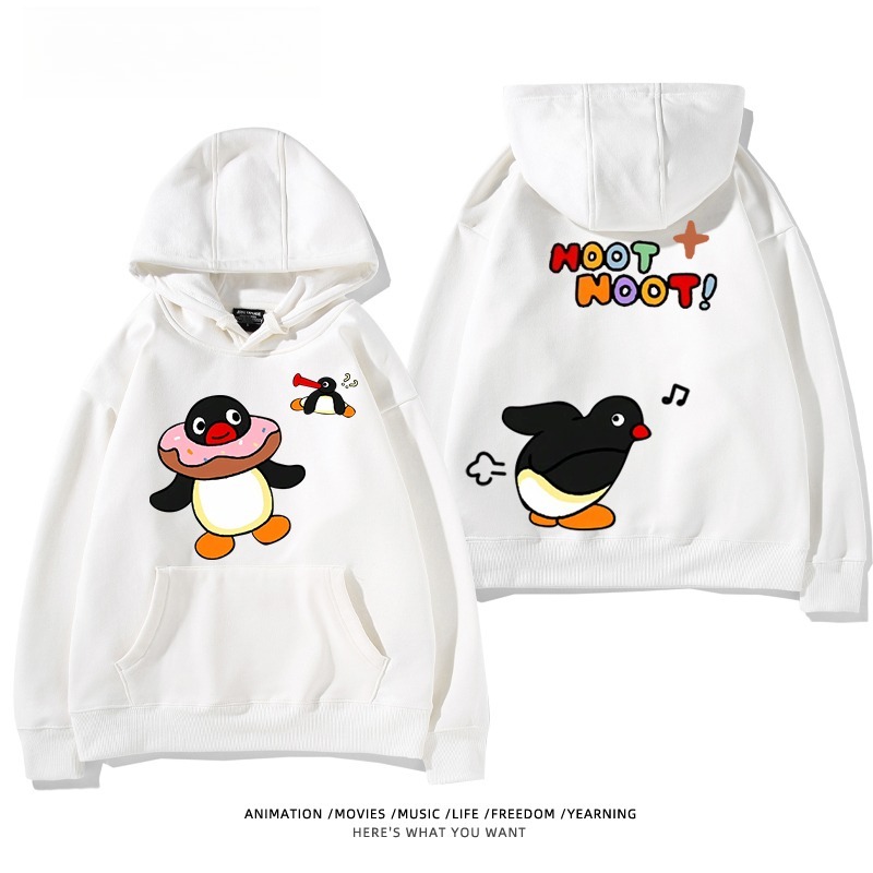 企鵝Pingu 秋冬新款 親子情侶男女連帽衛衣