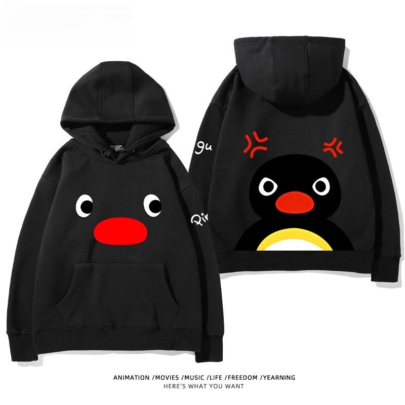 企鵝Pingu 秋冬新款 親子情侶男女連帽衛衣