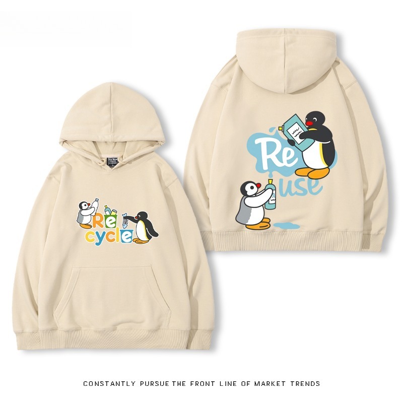 企鵝Pingu 秋冬新款 親子情侶男女連帽衛衣