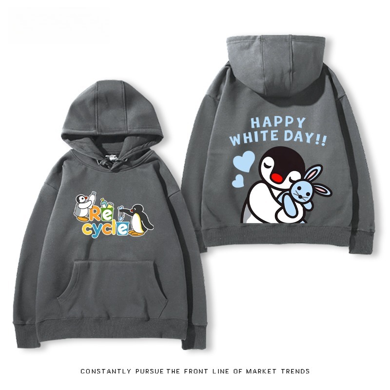 企鵝Pingu 秋冬新款 親子情侶男女連帽衛衣