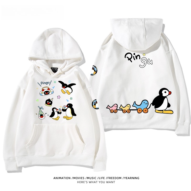 企鵝Pingu 秋冬新款 親子情侶男女連帽衛衣