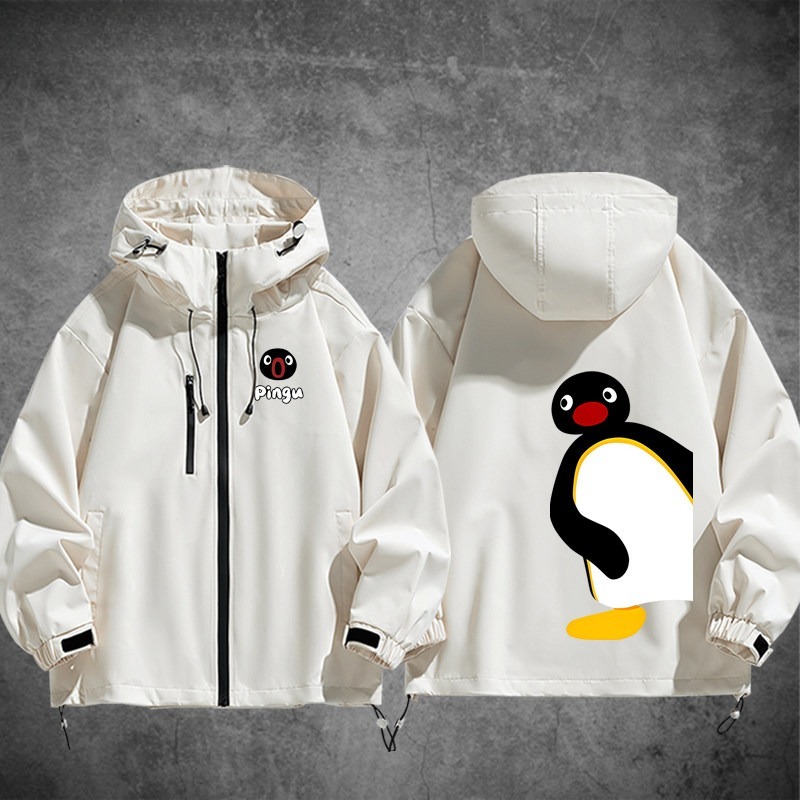企鵝家族Pingu周邊 男女同款秋冬衝鋒衣