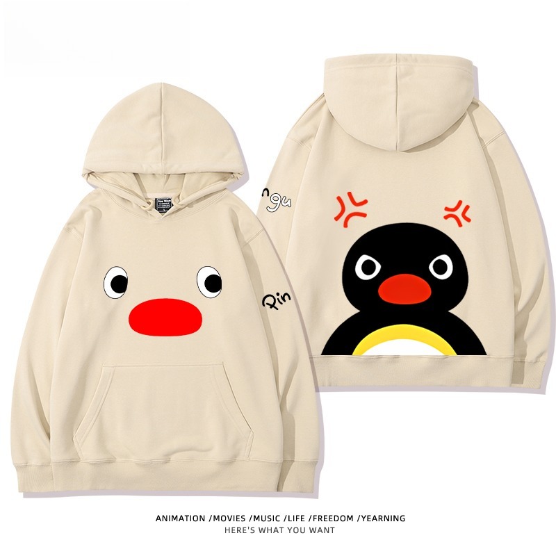 企鵝Pingu 秋冬新款 親子情侶男女連帽衛衣