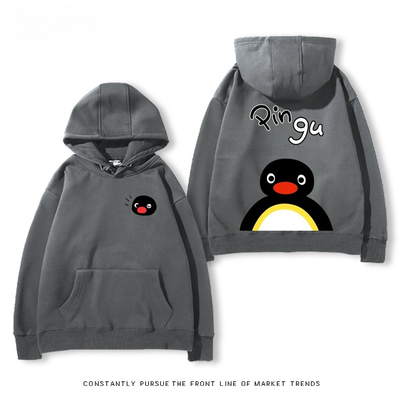 企鵝Pingu 秋冬新款 親子情侶男女連帽衛衣