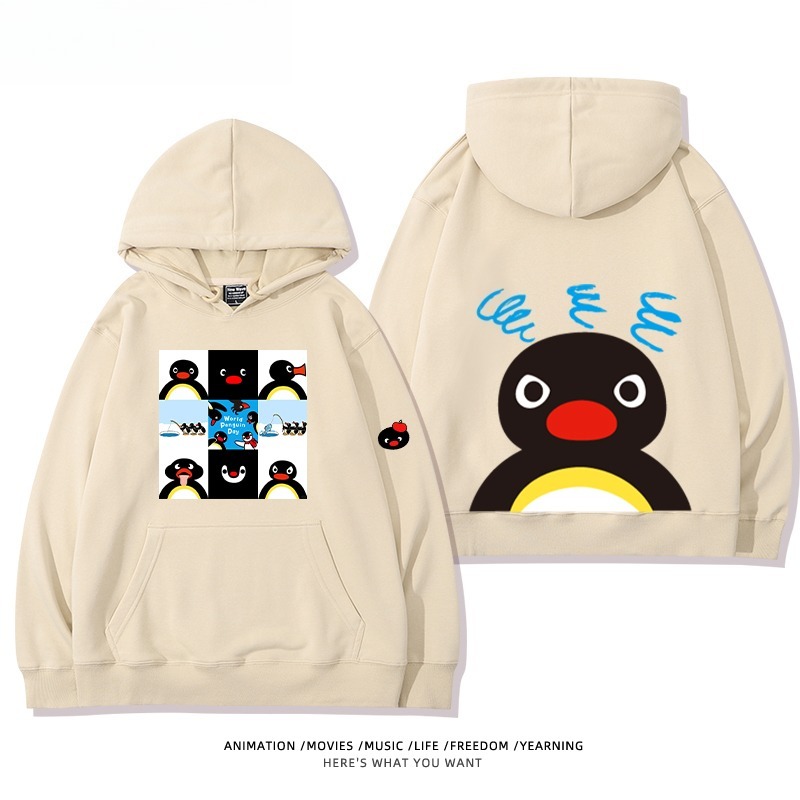 企鵝Pingu 秋冬新款 親子情侶男女連帽衛衣