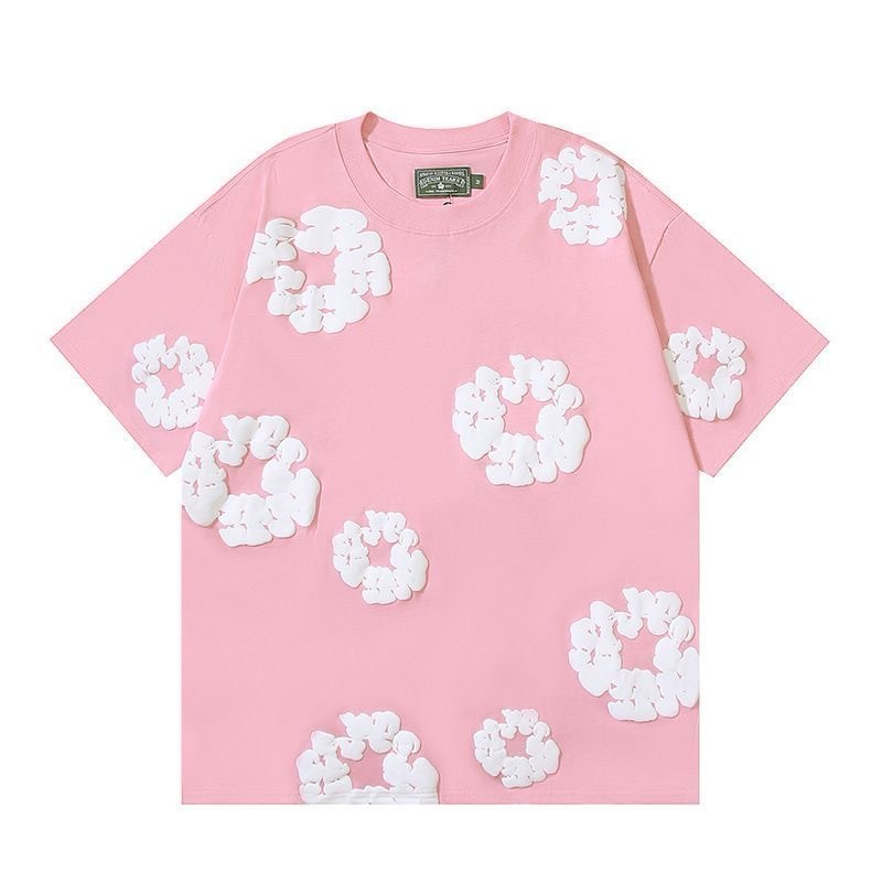 美式潮牌DENIM TEARS木棉花發泡滿印花春夏短袖