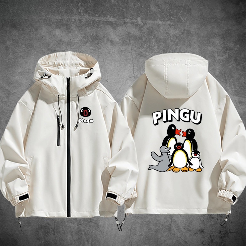 企鵝家族Pingu周邊 男女同款秋冬衝鋒衣