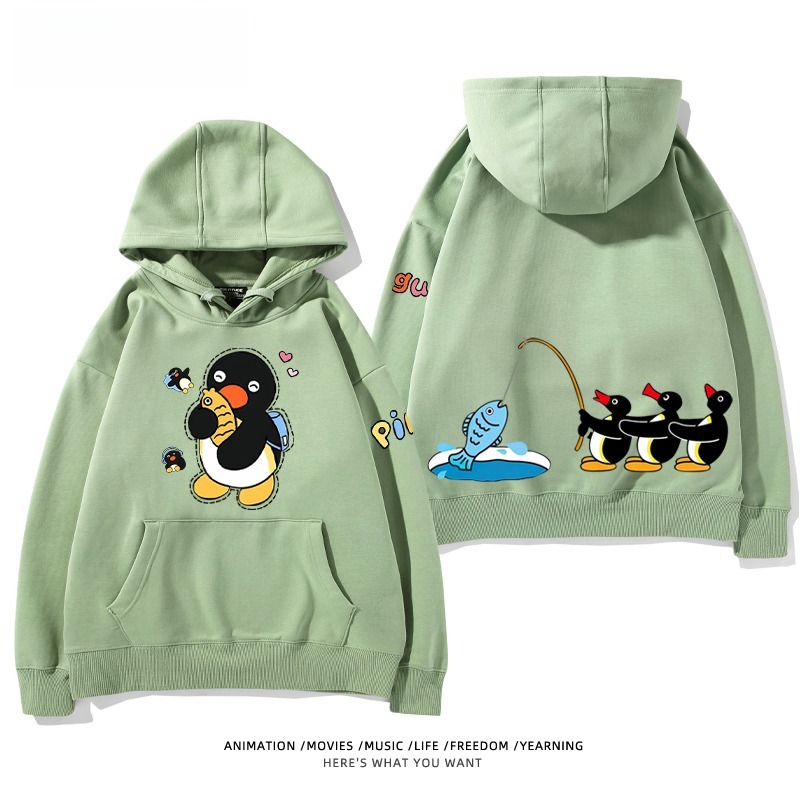 企鵝Pingu 秋冬新款 親子情侶男女連帽衛衣