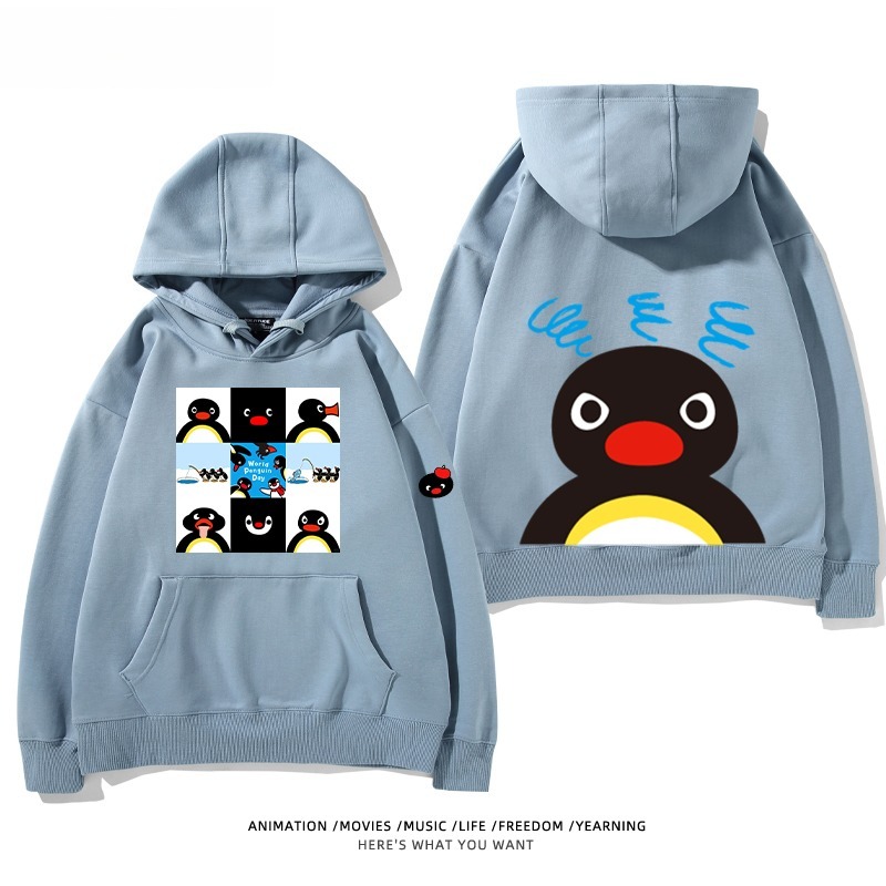 企鵝Pingu 秋冬新款 親子情侶男女連帽衛衣