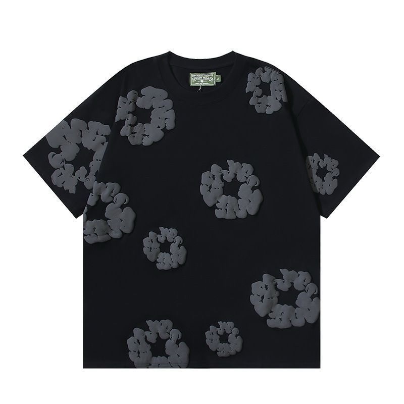 美式潮牌DENIM TEARS木棉花發泡滿印花春夏短袖