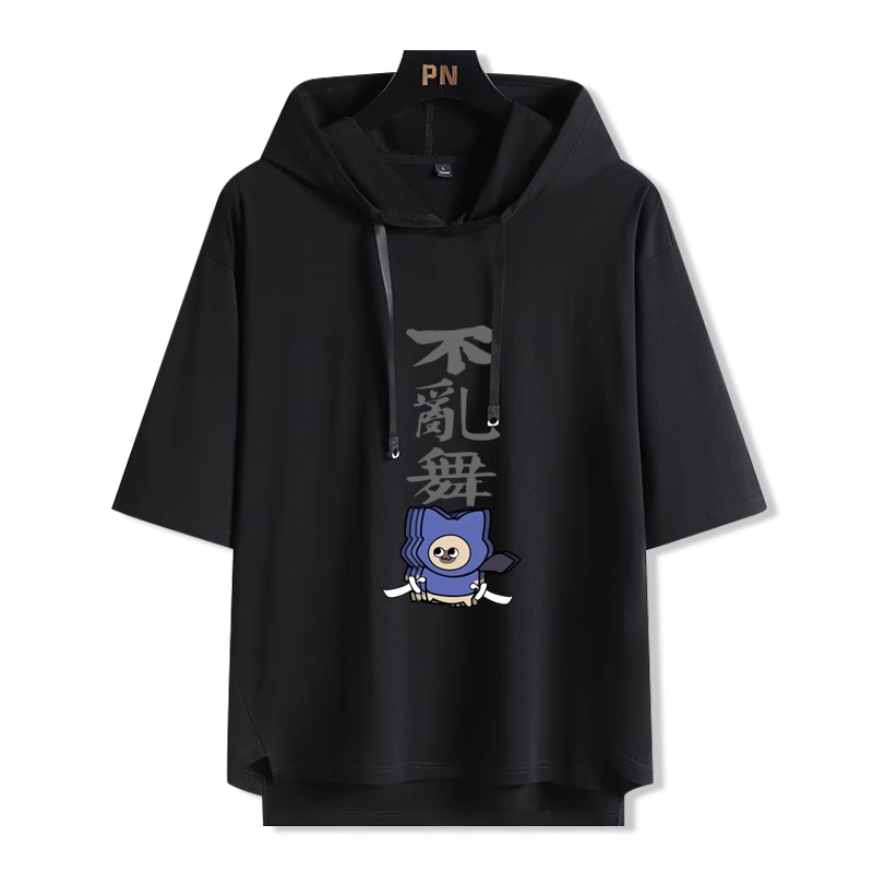 魔物獵人呆貓艾露貓搞怪  連帽短袖T恤