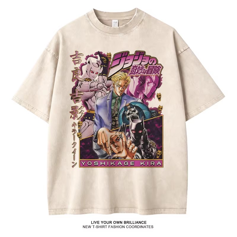 JOJO的奇妙冒險水洗做舊 2026親子情侶男女同款 印花水洗短袖
