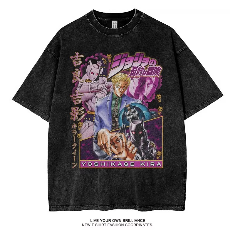 JOJO的奇妙冒險水洗做舊 2026親子情侶男女同款 印花水洗短袖