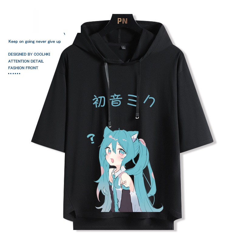 初音動漫未來miku 連帽短袖t恤