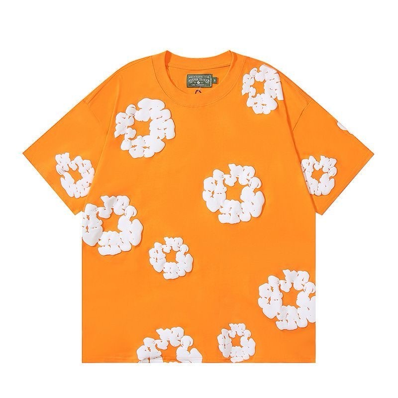 美式潮牌DENIM TEARS木棉花發泡滿印花春夏短袖