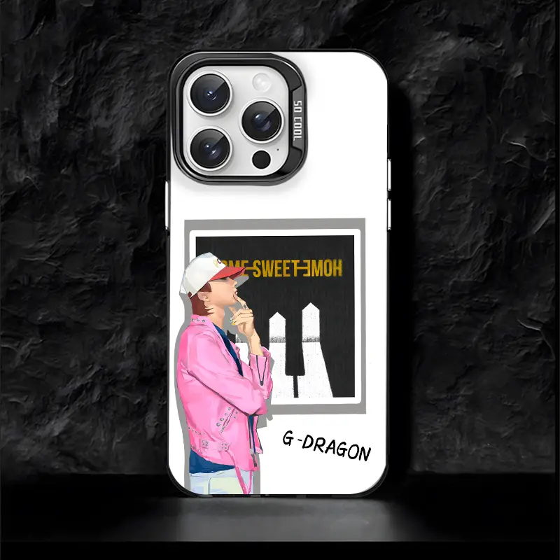 權志龍GD 彩銀線條漸變防摔手機殼-CASEZONE