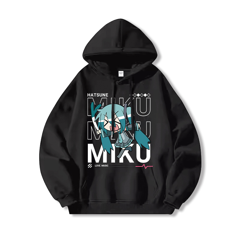 初音未來新款 親子情侶男女連帽衛衣