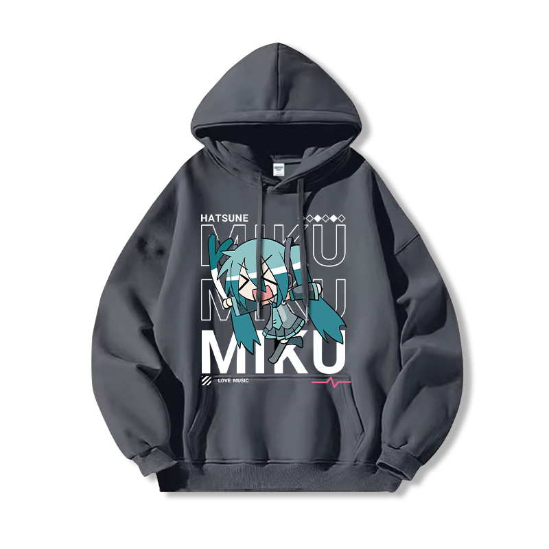 初音未來新款 親子情侶男女連帽衛衣