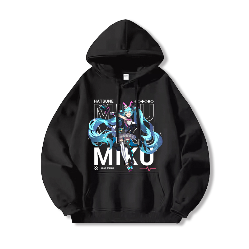 初音未來新款 親子情侶男女連帽衛衣
