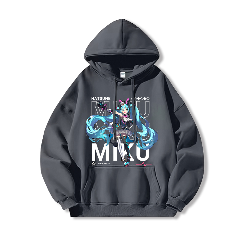 初音未來新款 親子情侶男女連帽衛衣