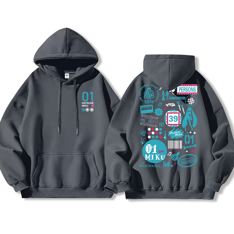 初音未來新款 親子情侶男女連帽衛衣