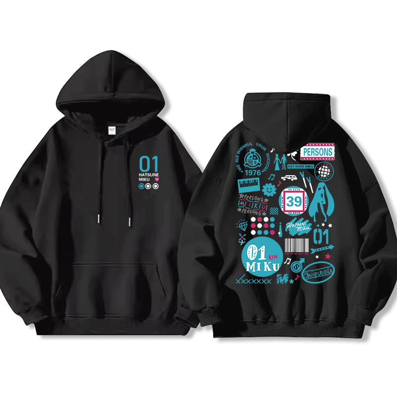 初音未來新款 親子情侶男女連帽衛衣