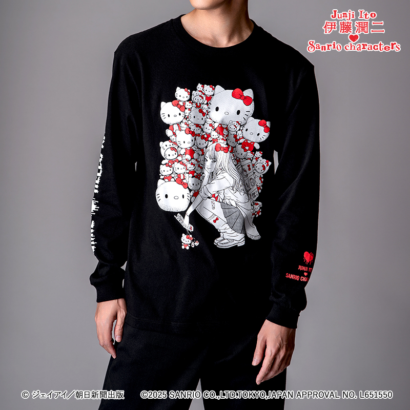 伊藤潤二 x 三麗鷗角色聯名長袖T：「辣妹風」富江 x Hello Kitty