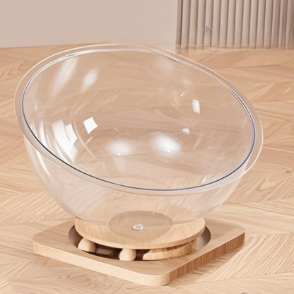 Transparent Space Capsule Cat Nest with Trackball Toys and Solid Wood Base, Pet Bed
