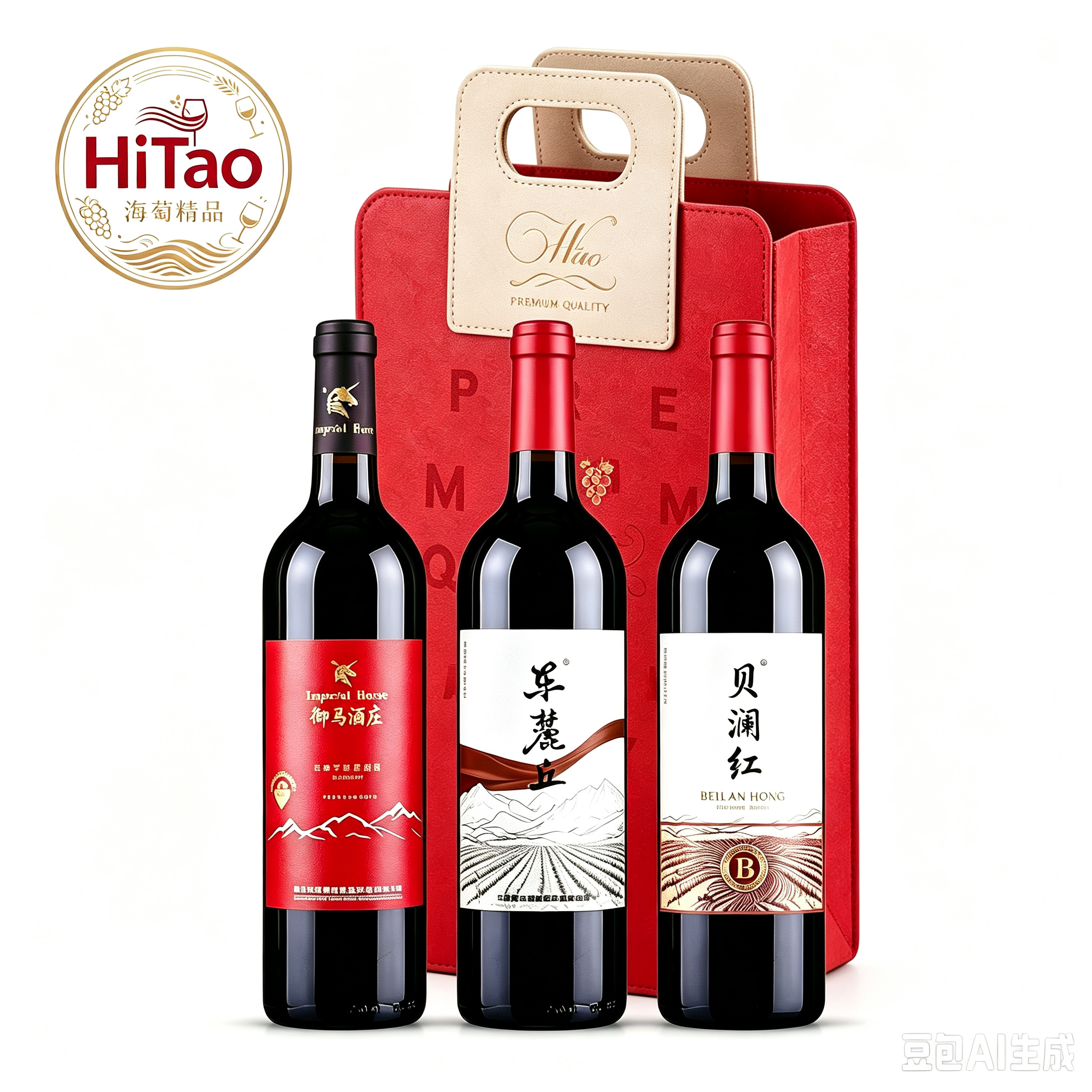 寧夏賀蘭山東麓 紅酒 精選套裝 國產乾紅 賀蘭山東麓丘貝瀾紅御馬酒莊紅鑽葡萄酒750ml三支禮袋裝