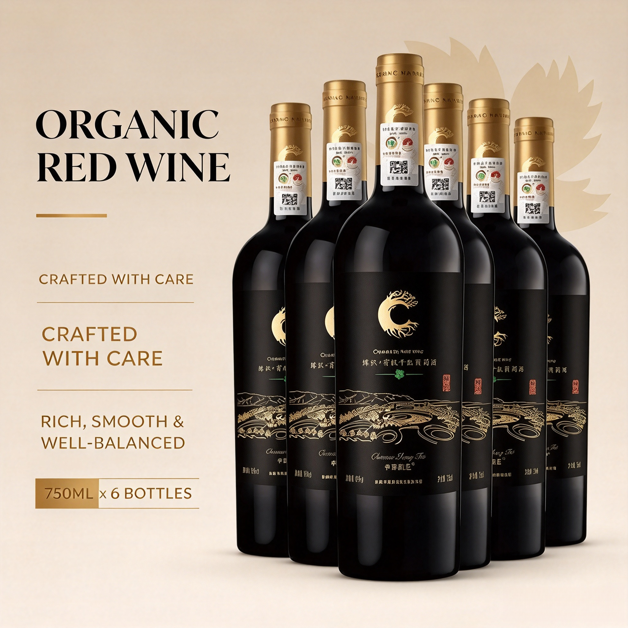 緣識有機系列乾紅葡萄酒 綠色品質 13.5% vol.750ml×1 瓶 Yuanshi Organic Series Dry Red Wine, Green Quality