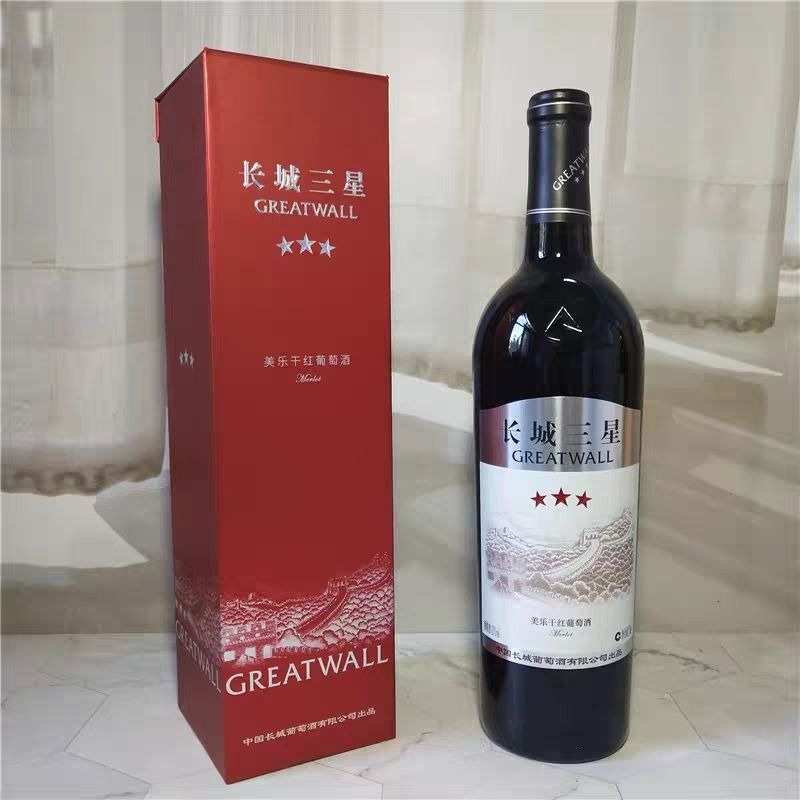 中糧長城三星美樂乾紅葡萄酒 COFCO GreatWall 3-Star Merlot Dry Red Wine｜河北沙城 13 度 紅櫻桃李子果香 柔順單寧好入口 750ml*6 瓶禮盒裝