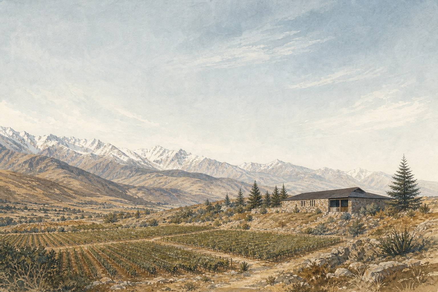 香格里拉雲南高原酒莊意境示意圖 / Illustrative high plateau wine estate scene, Yunnan
