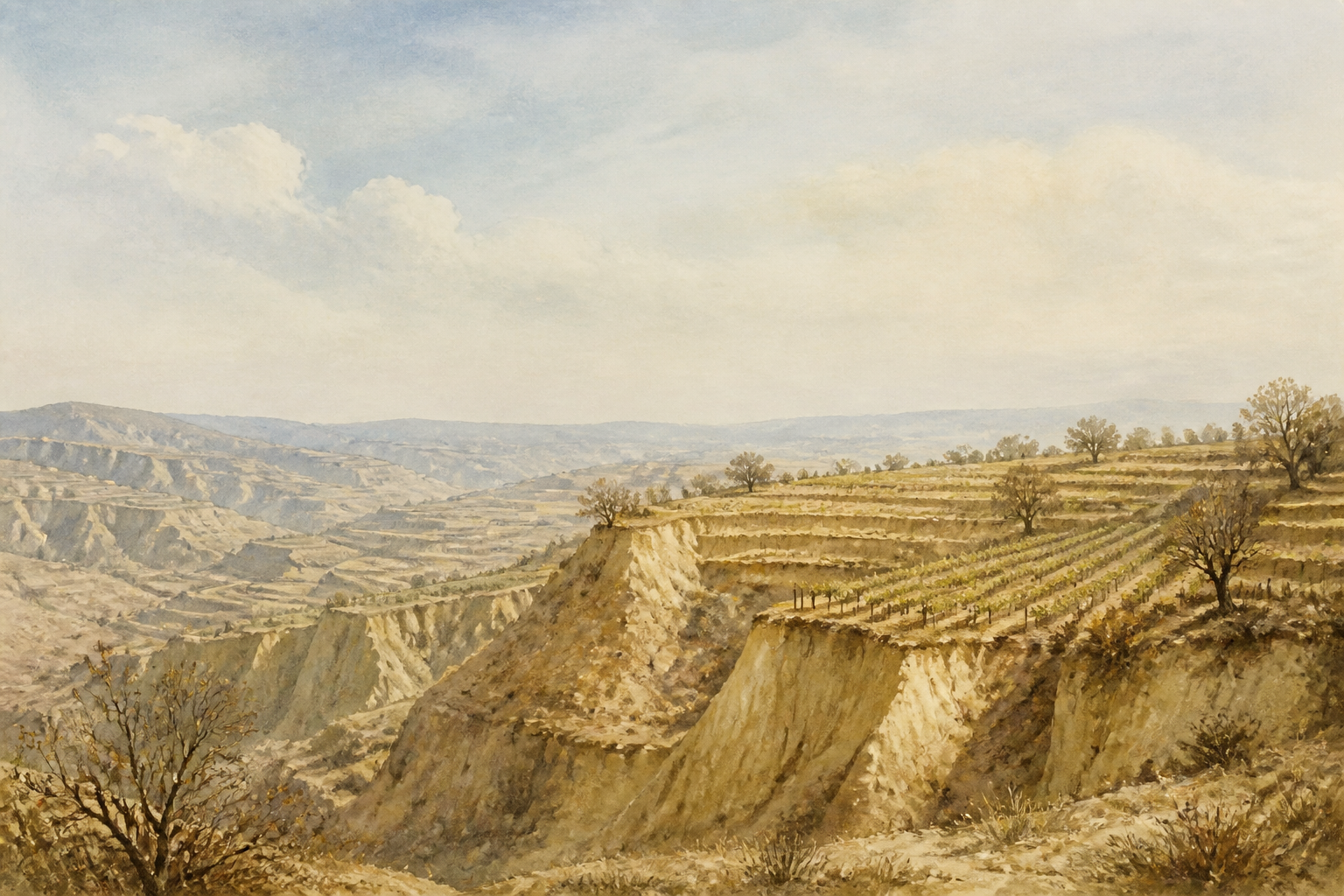 山西太谷黃土高原風土意境示意圖 / Illustrative loess plateau terroir scene, Taigu, Shanxi