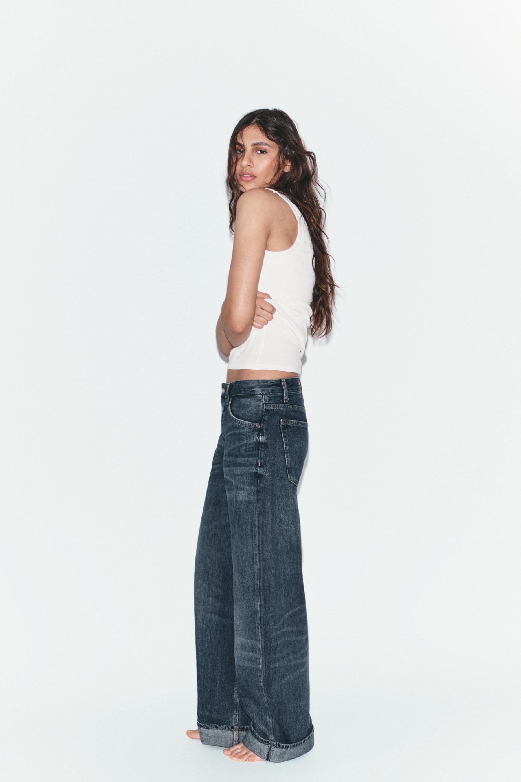 Folded Hem Baggy Fit Jeans